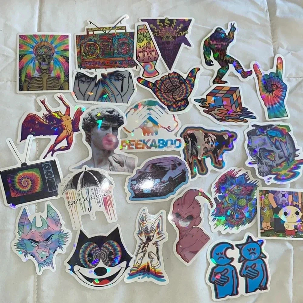 💚  2/$15 pack of 24 Mystery Trippy Psychedelic Stickers 2-4 Inches